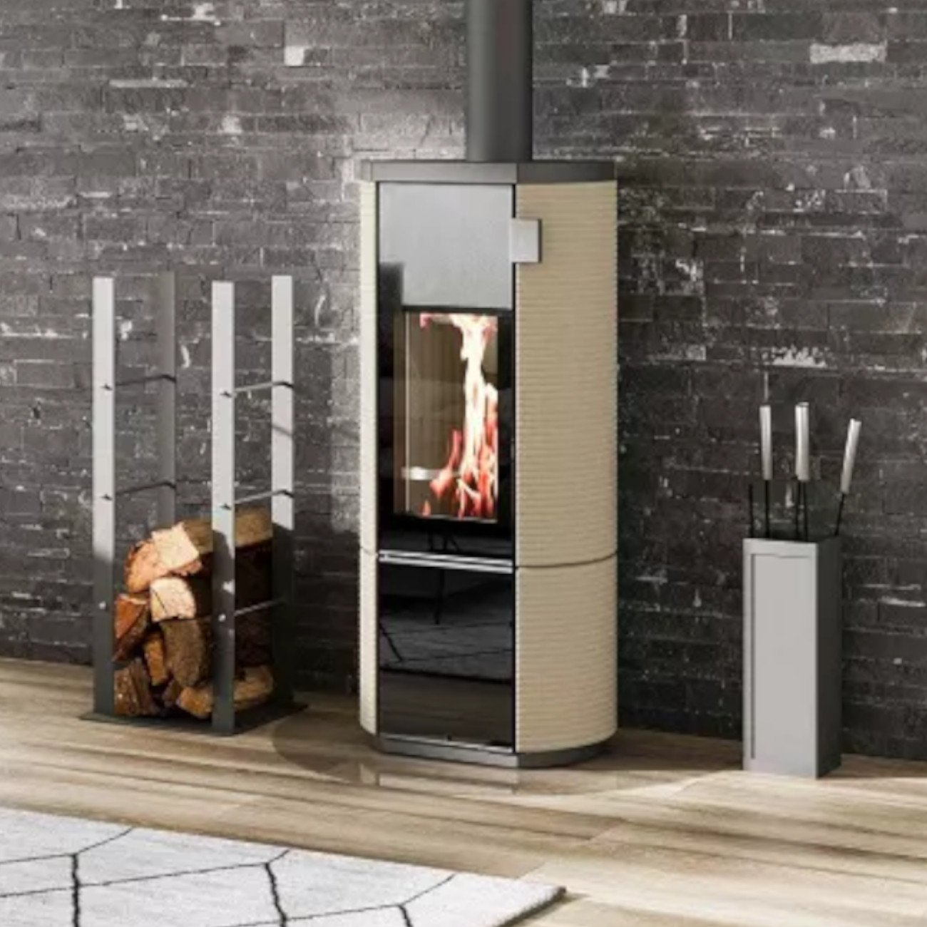 Conte Mini Creme Thermotte Speicher Kaminofen 5KW RLU Conte Mini Creme Thermotte Speicher Kaminofen 5KW RLU