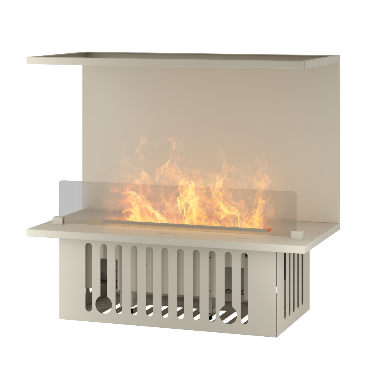 Invapo Inside C800 Pearlweiß Optimyst® Wasserdampf Panorama Kaminkassette