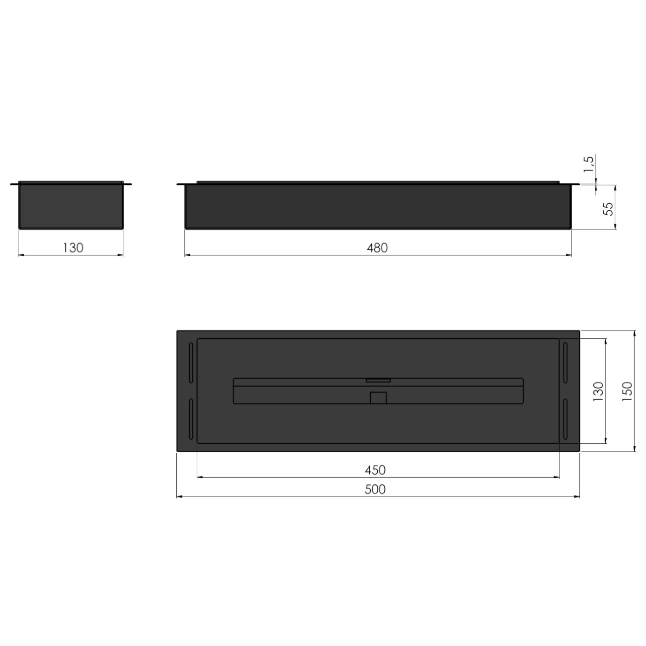 Inbox 500 Edelstahl Schwarz Ethanol Einbau Brenner Inbox 500 Edelstahl Schwarz Ethanol Einbau Brenner