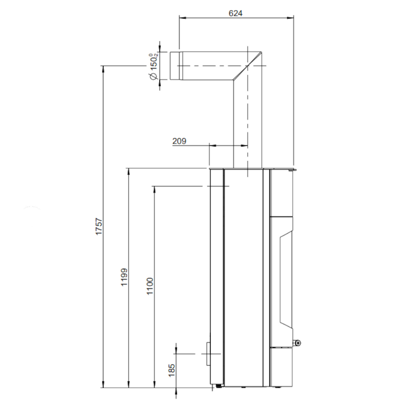 Koko 2.0 Xtra Stahl 7kW Speicherofen Schwarz RLU