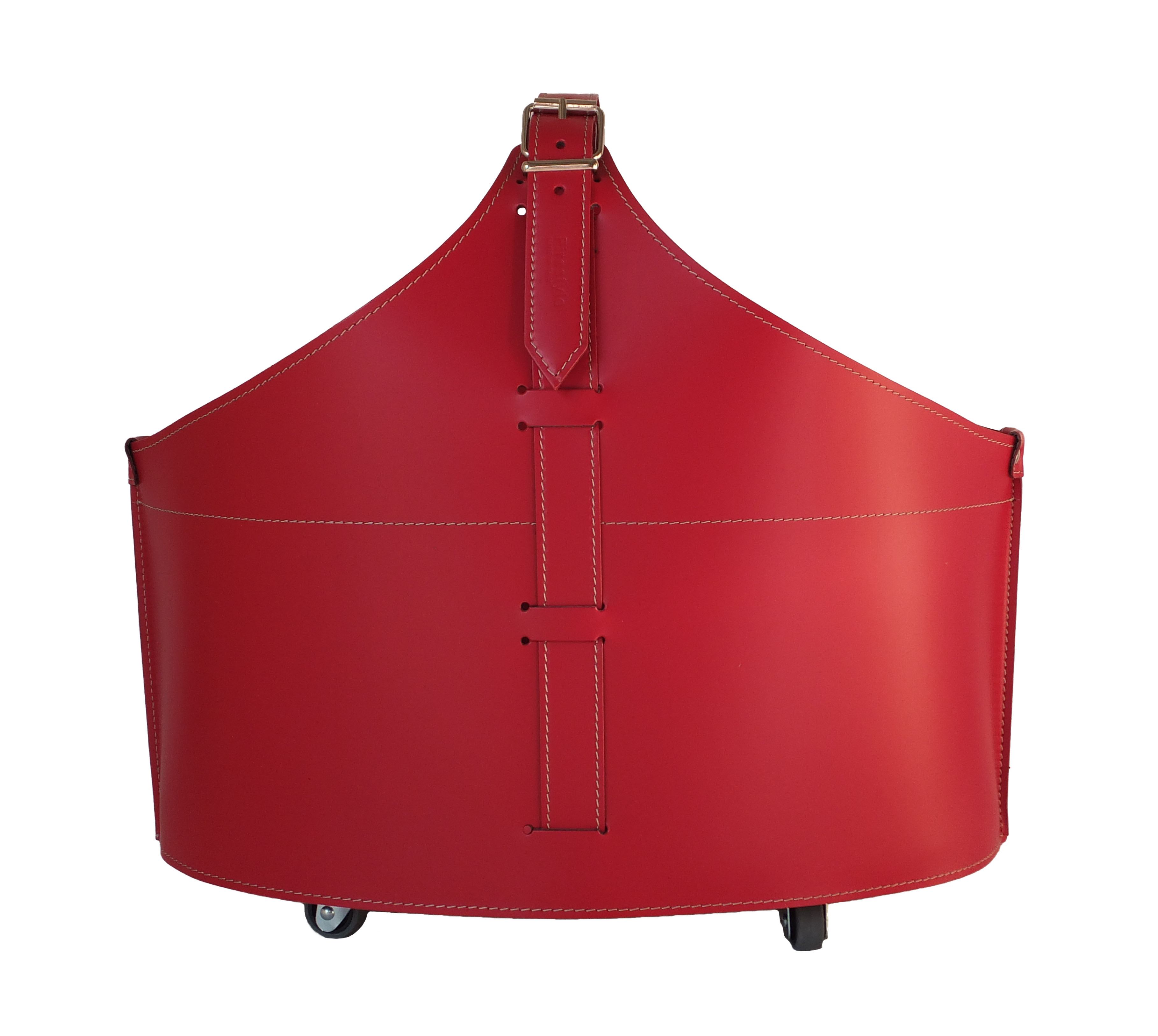 firestyle-fabia-rot-2 Designer Holzkorb Fabia Rot aus regeneriertem Leder mit Rollen