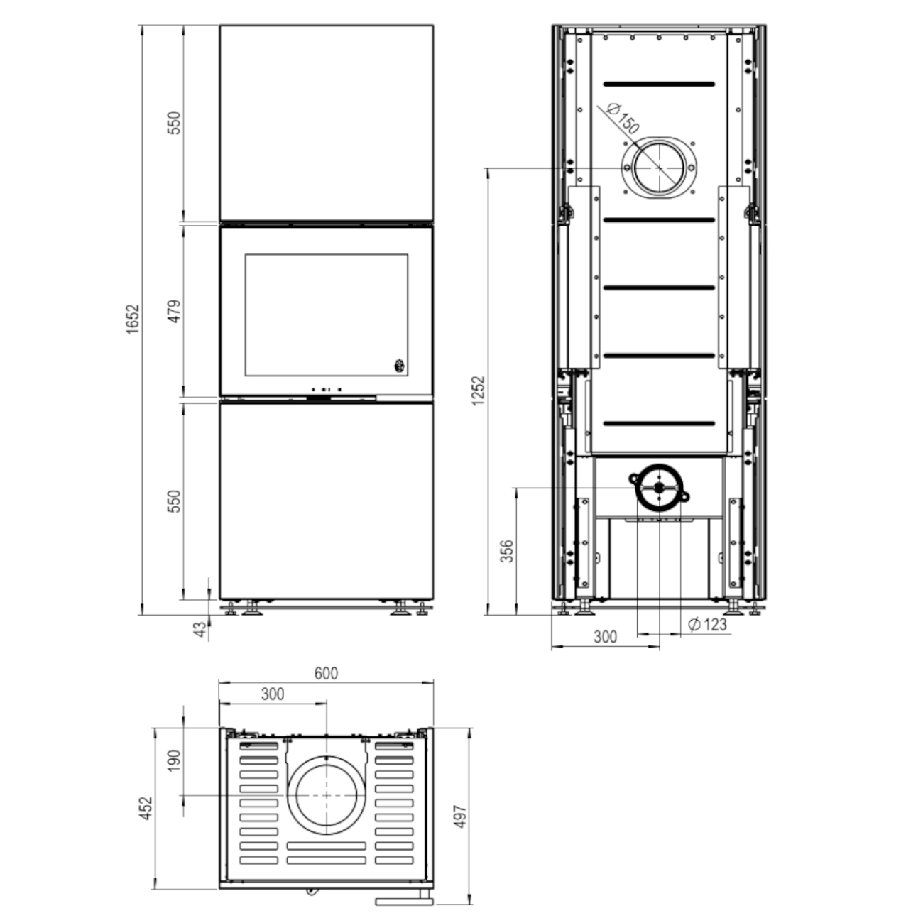 Charon Stahl Schwarz Panorama Kaminofen 6kW Charon Stahl Schwarz Panorama Kaminofen 6kW