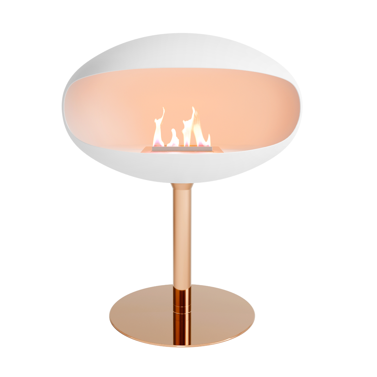 PEDESTAL Weiß Kupfer Designer Ethanolkamin