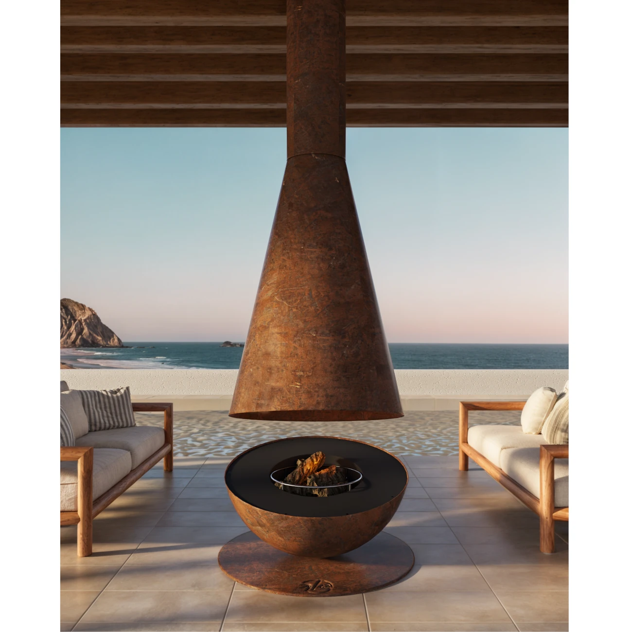 Thales Cortenstahl Designer Feuerstelle
