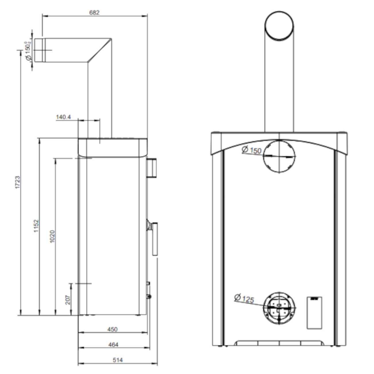 Pallas Back Kaminofen 9kW Gussgrau Pallas Back Kaminofen 9kW Gussgrau