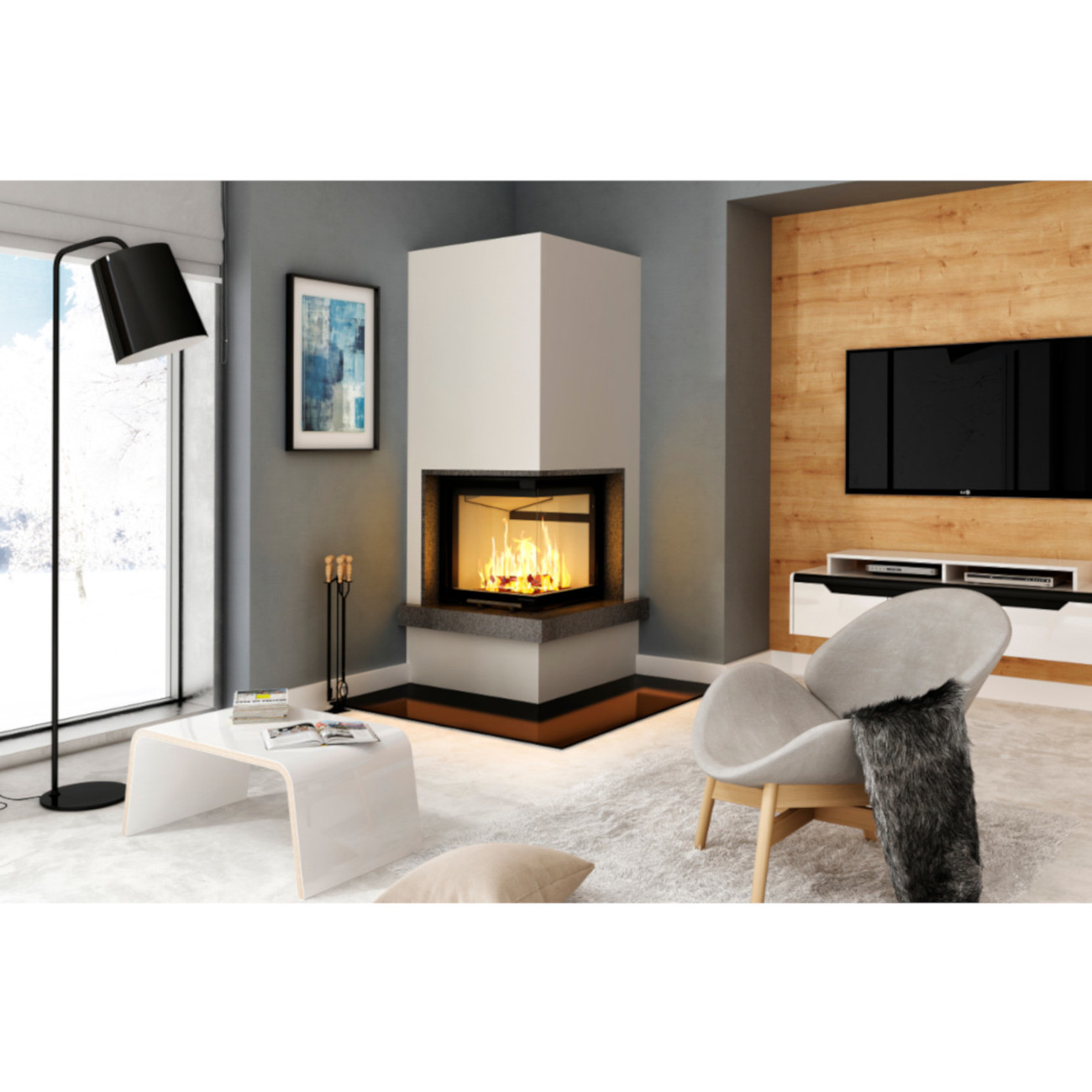 Kaminbausatz Imperial Smart 2PTH-S 7kW Eckkamin Rechts Hebetür