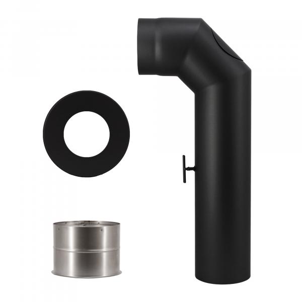 15-KH2S-B_o-Masse Rauchrohrset 90° zweimal abgewinkelt 150mm Ø mit kurzen Schenkel