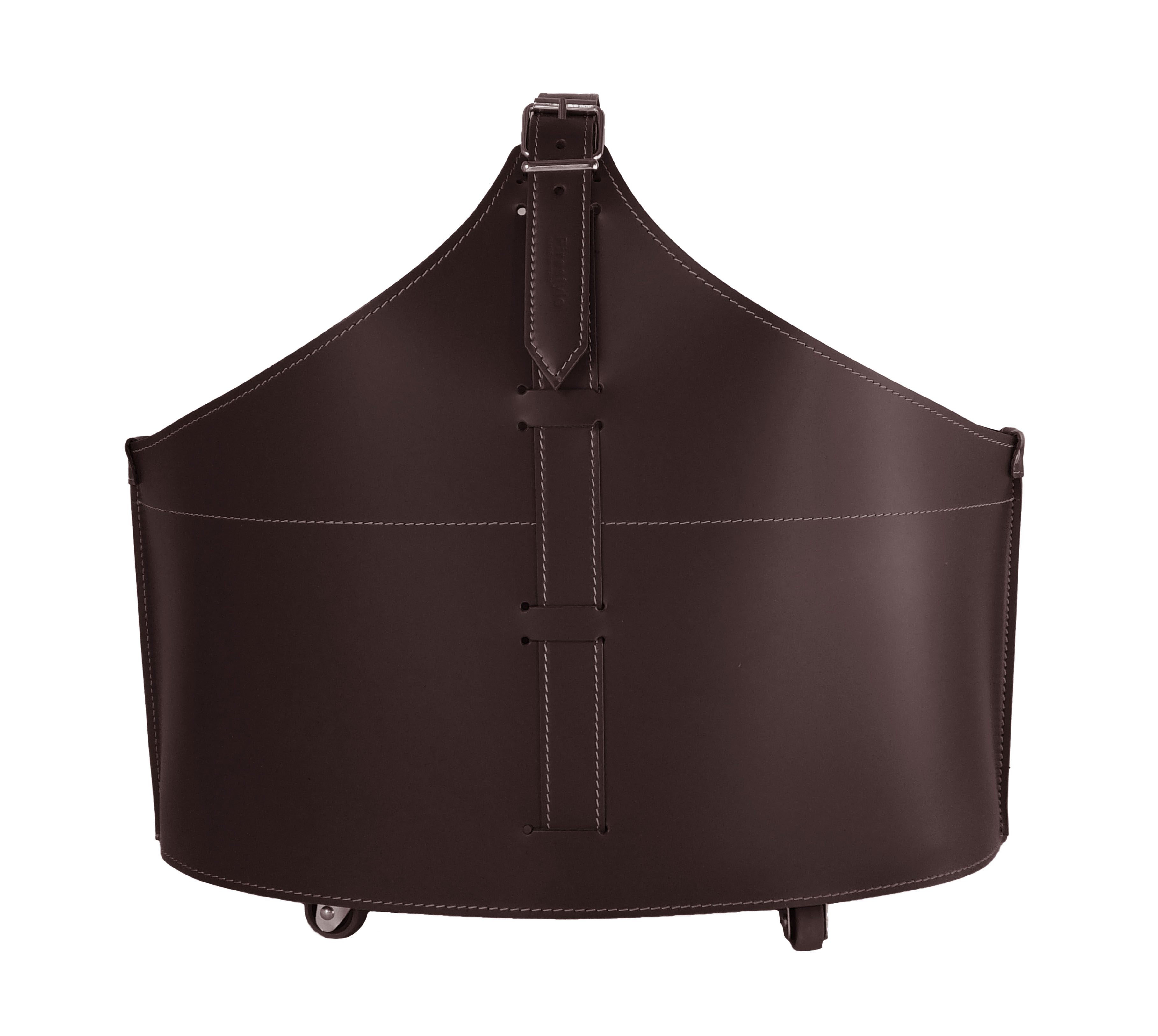 firestyle-fabia-dunkel-braun-1 Designer Holzkorb Fabia Dunkel Braun aus regeneriertem Leder mit Rollen