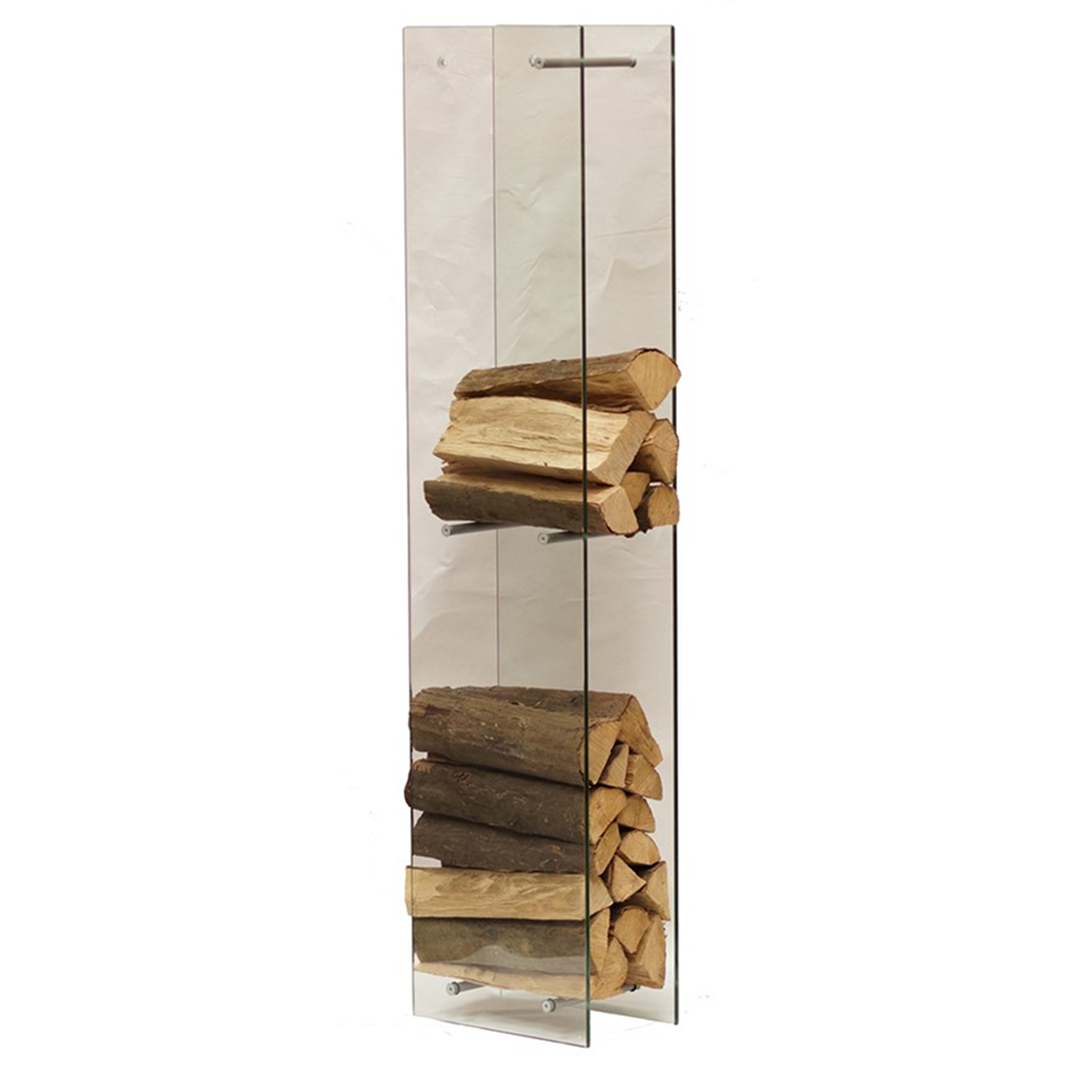 holzstaender_woodstock_rack_tit Hohes Brennholz Regal aus Glas von Termatech