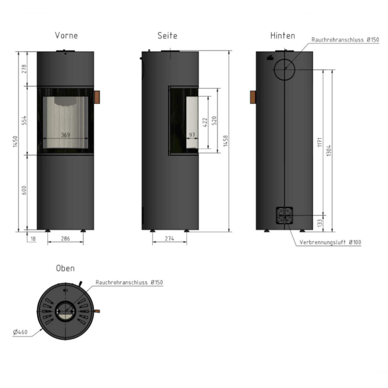 Ausstellungsstück Prego X Schwarz Kaminofen 6KW 180° Panorama Sichtscheibe Ausstellungsstück Prego X Schwarz Kaminofen 6KW 180° Panorama Sichtscheibe