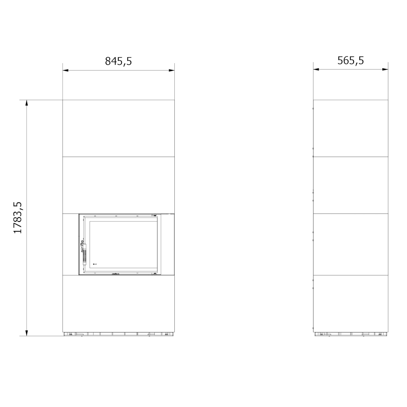 floki-zimbabwe-nero-stein-kaminbausatz-rechtsverglast-masse