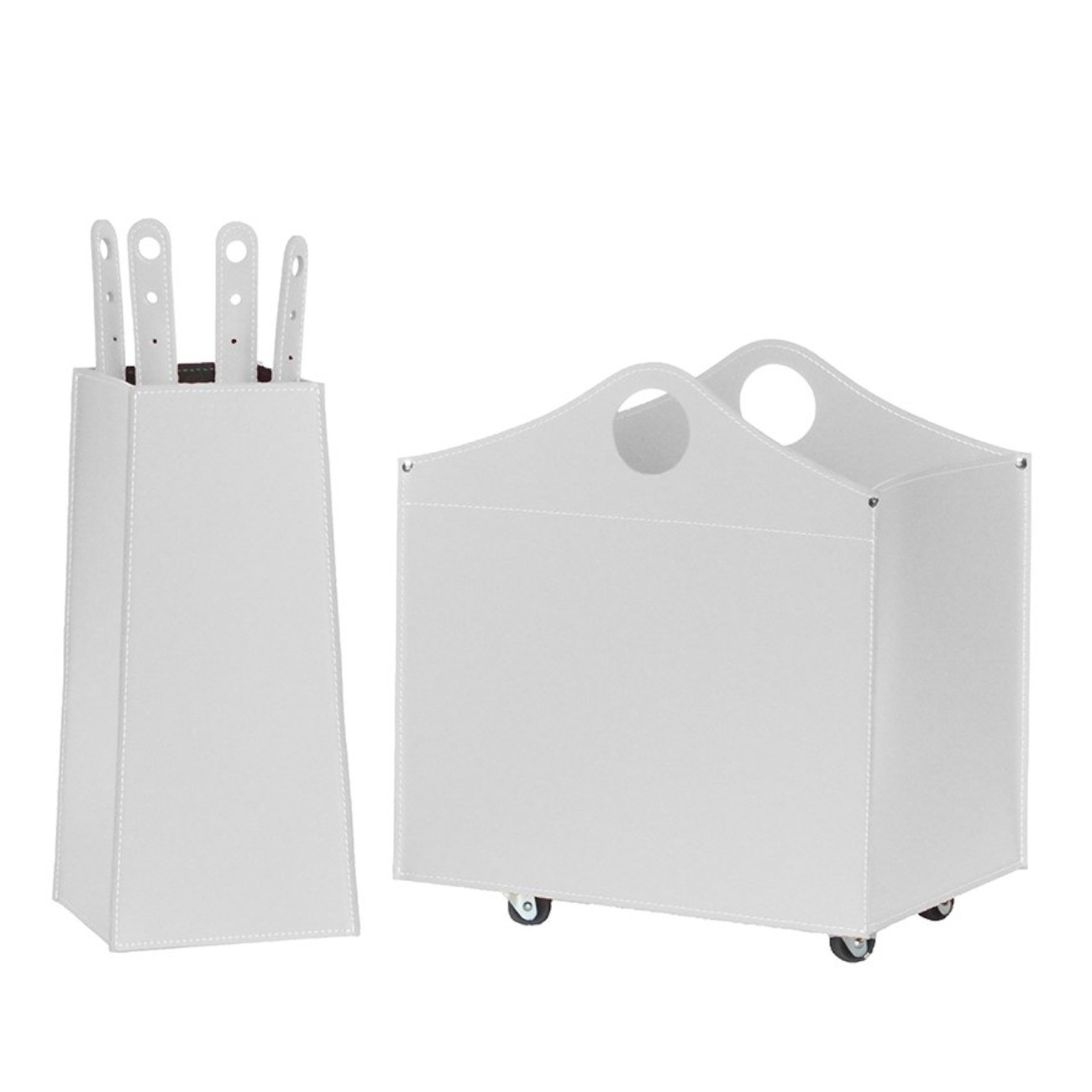 kaminbesteck-holzkorb-bocad-firestyle-weiss-web1 Bocad Designer Kaminbesteckset und Holzkorb Weiß