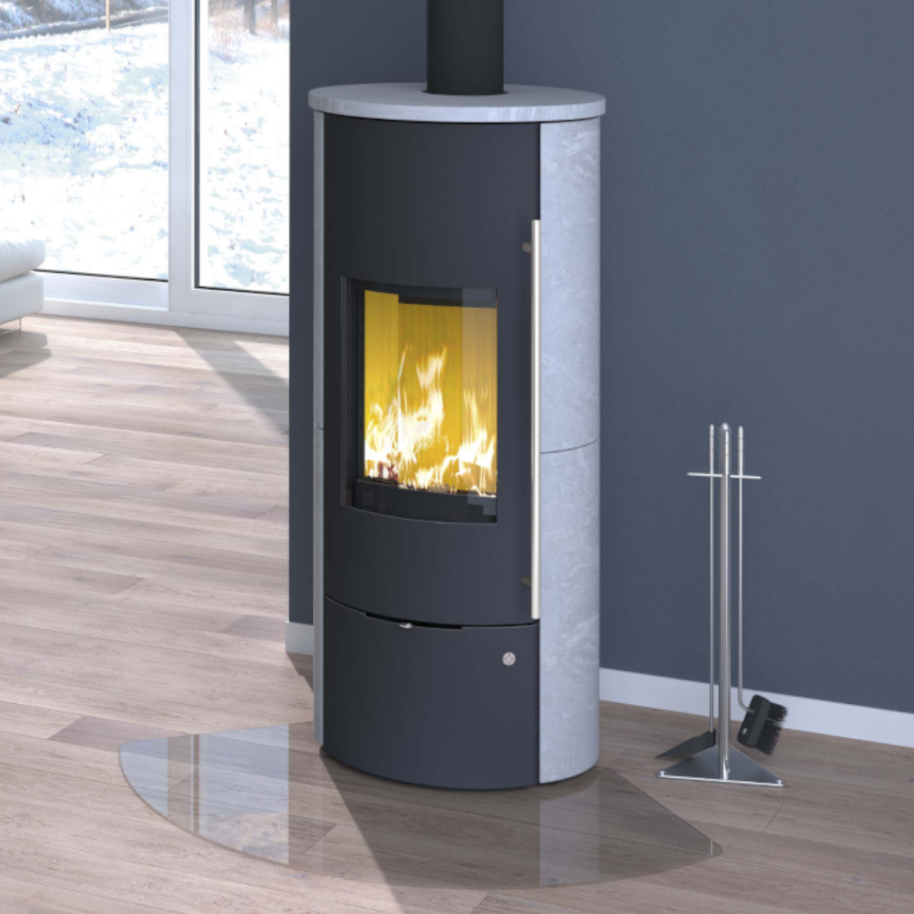 Tolima Aqua Serpentin Stein Wasser-Kaminofen 2+6kW