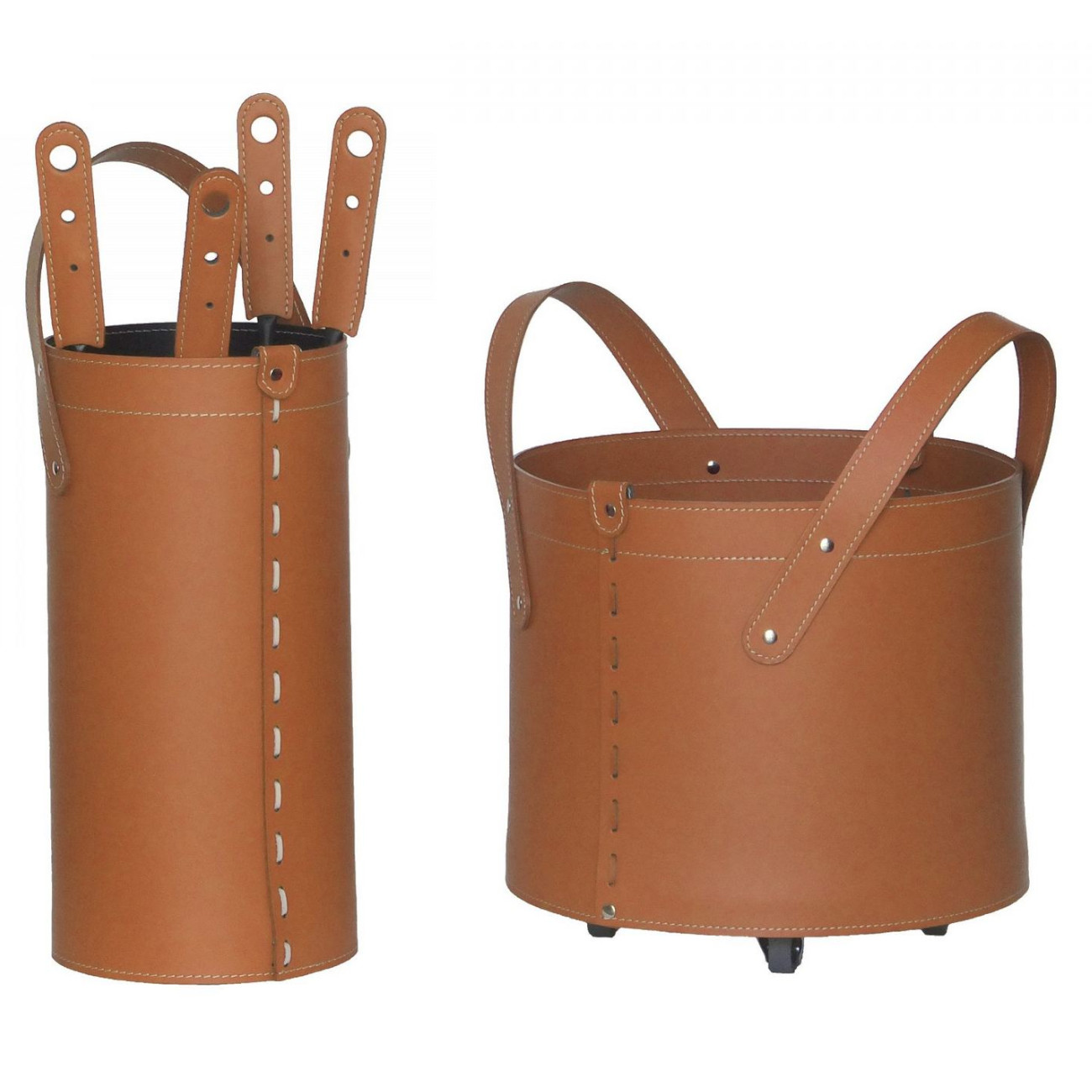 kaminbesctek-holzkorb-tocad-braun-web1 Tocad Designer Kaminbesteckset und Holzkorb Braun