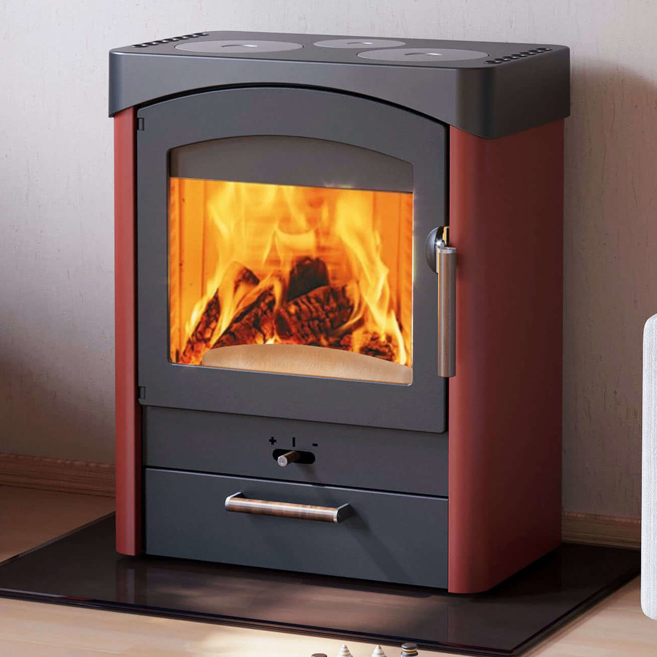 Pallas Keramik Koch-Kaminofen 8,5kW Gussgrau