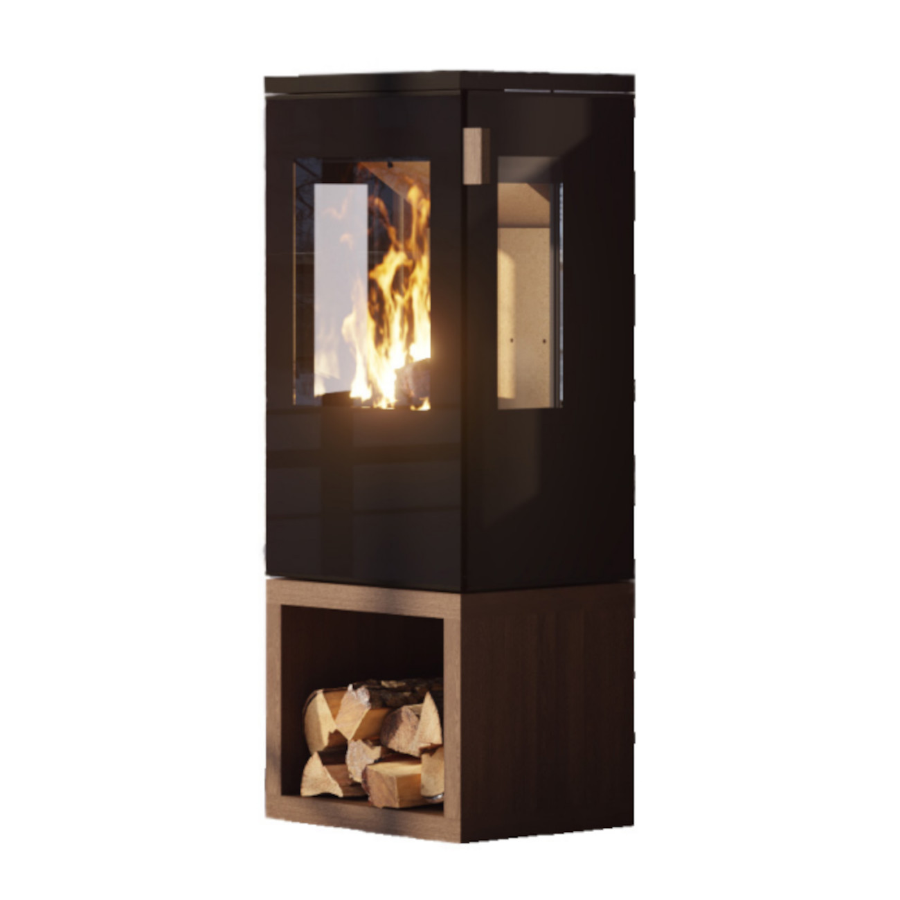 galileo-cera-kaminofen-sockel-vorne-web5 Galileo Panorama Glas Kaminofen mit Holzfach Vorne 5kW