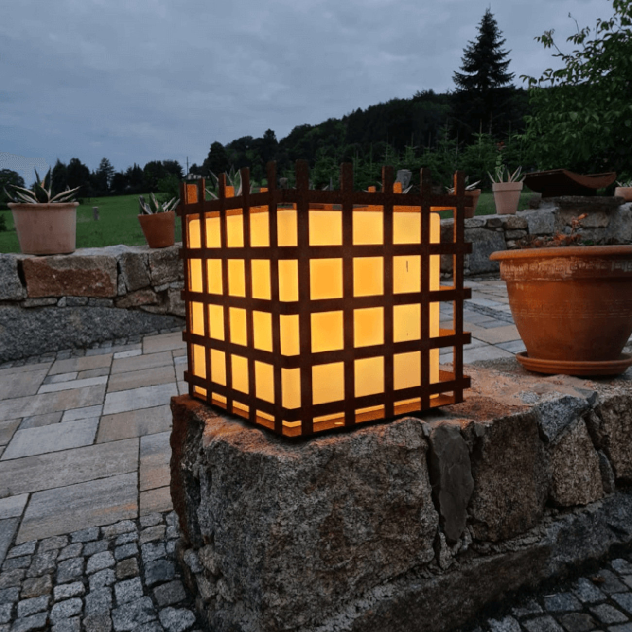 led-lampe-licht-ledur-cortenstahl-feuercampus365-web1 LED Würfel Lampe ELDUR Cortenstahl
