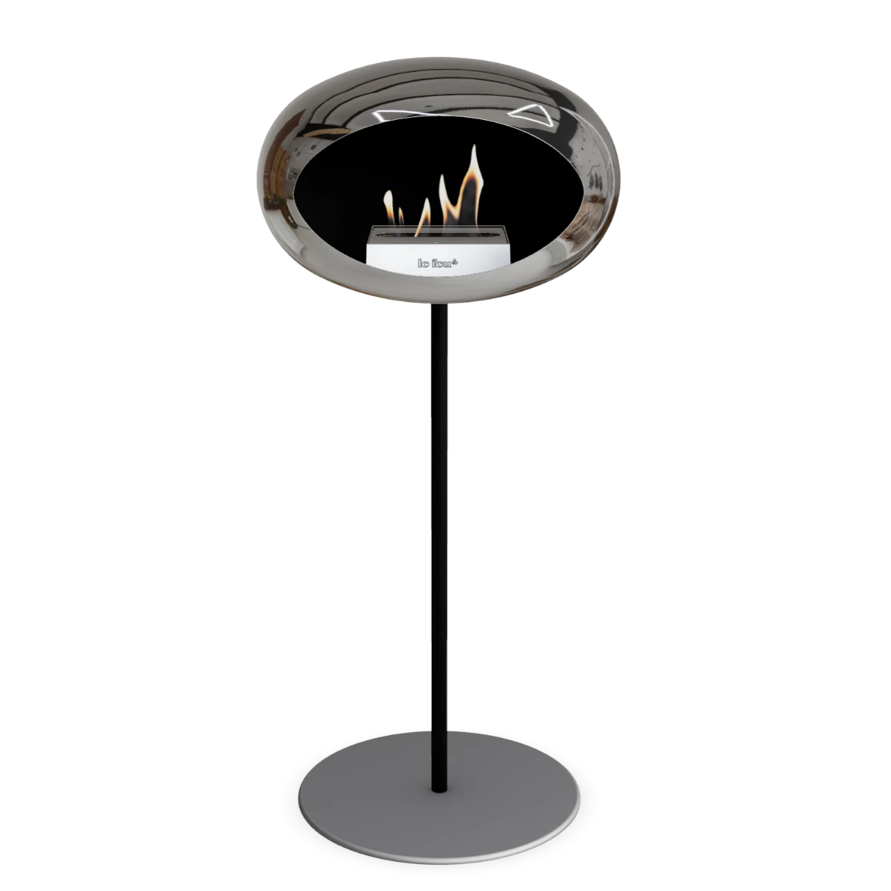 Le Feu Ground Steel High Silber Verchromt Ethanolkamin