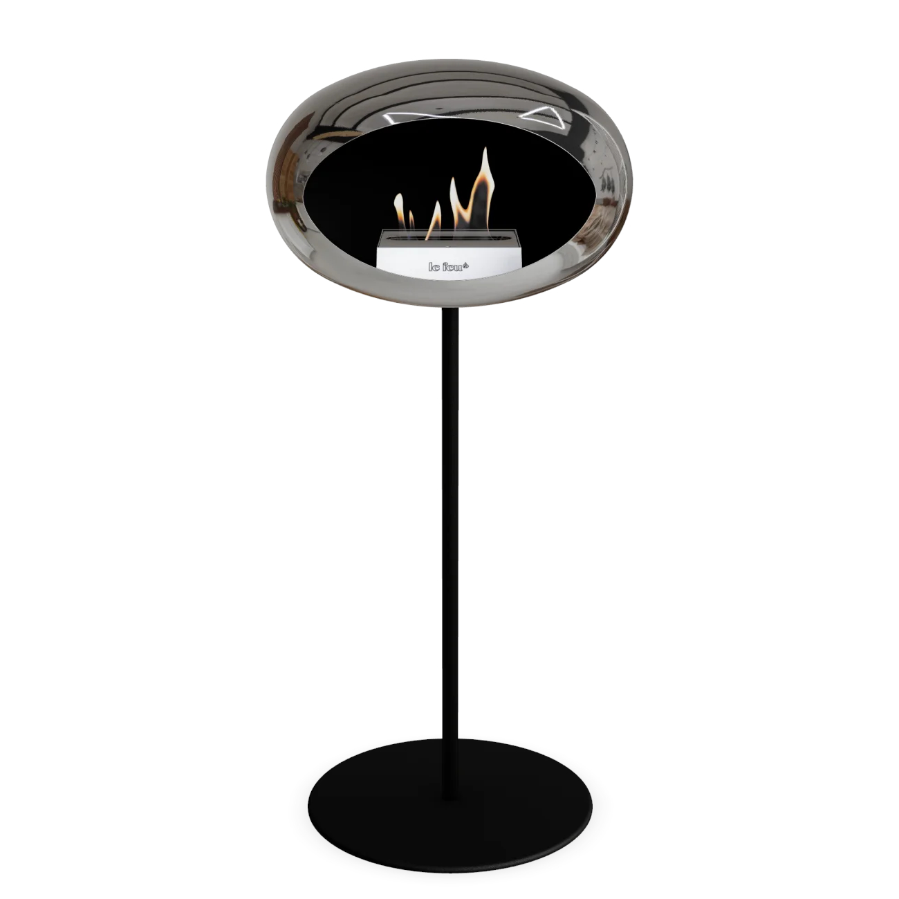 Le Feu Ground Steel High Silber Verchromt Ethanolkamin