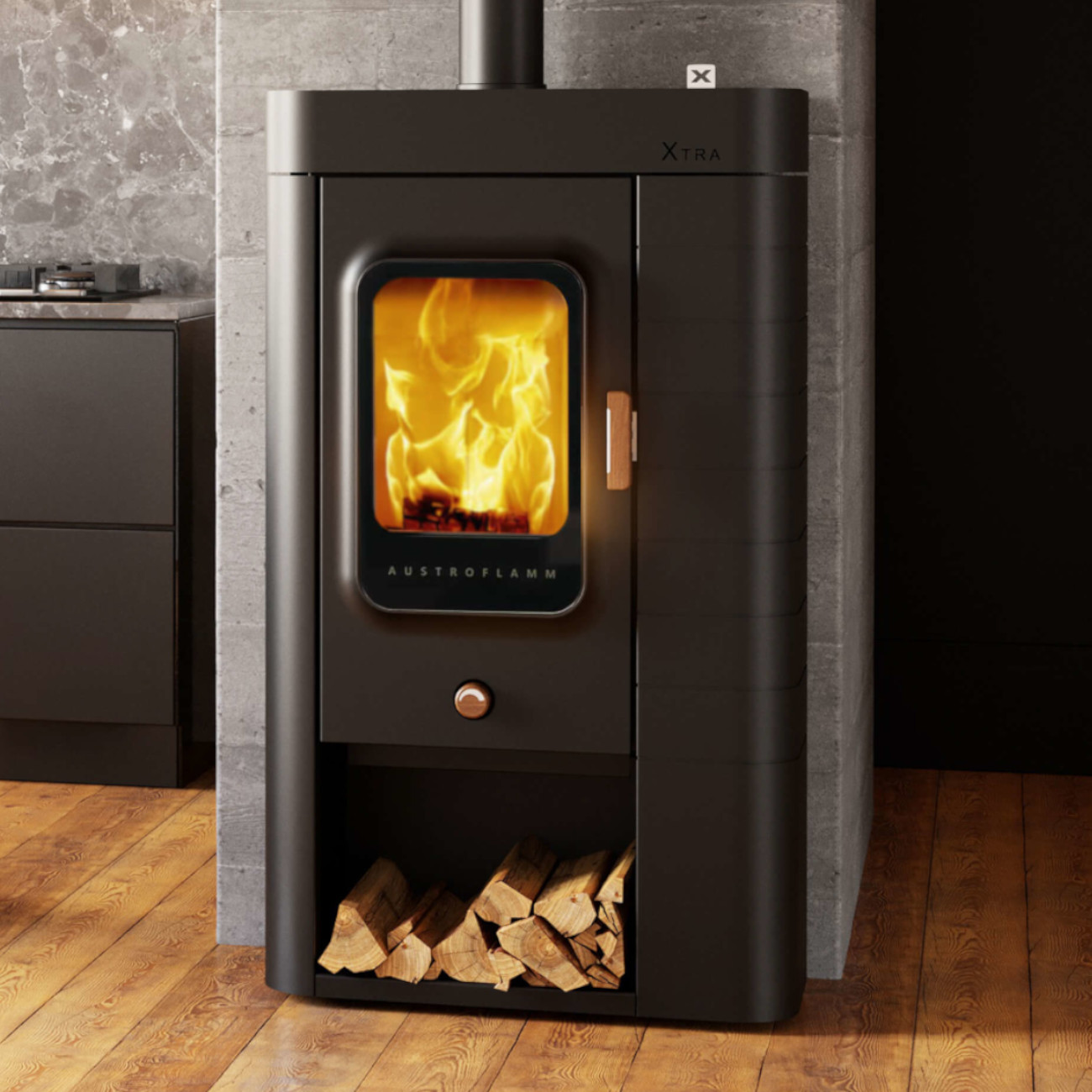 Sina Xtra Kaminofen 6kW RLU Gussgrau Sina Xtra Kaminofen 6kW RLU Gussgrau