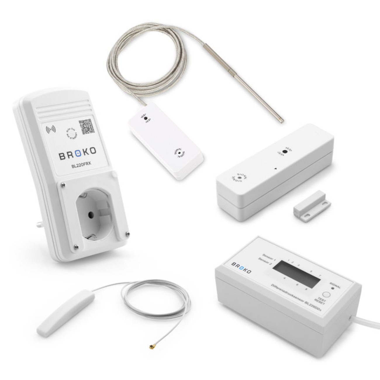 Broko_Unterdruckw-chter_aufputz_empfaenger_Temperatursensor_sensor Broko Funk Differenzdrucksensor mit Abschaltung Aufputz DIBt