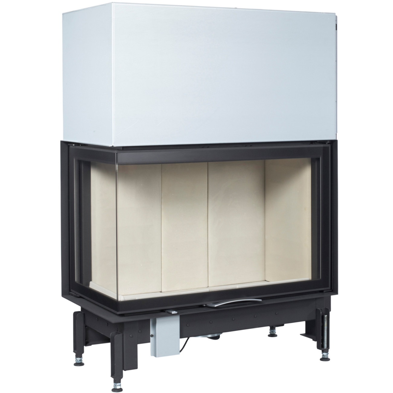 89x49x57s-links-tit Eck-Kamineinsatz 89x49x57S Links verglaste Hebetür 12kW