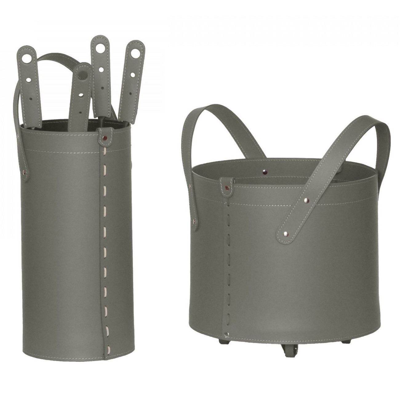 kaminbesctek-holzkorb-tocad-taupe-web1 Tocad Designer Kaminbesteckset und Holzkorb Taupe