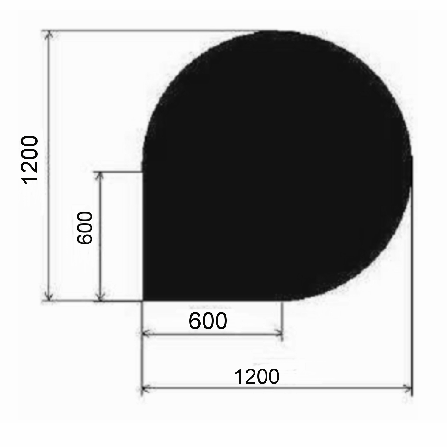 Metallbodenplatte Tropfenform 1200x1200