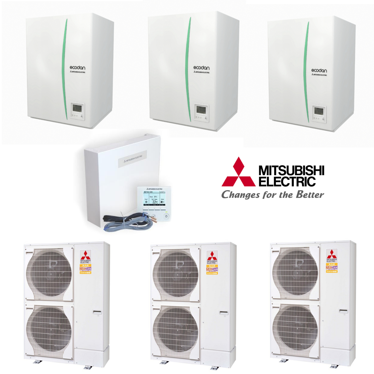 kaskaden-set-3 Zubadan Inverter mit Hydromodul Kaskade Set mit 69 kw - Z 3.23 Heizen