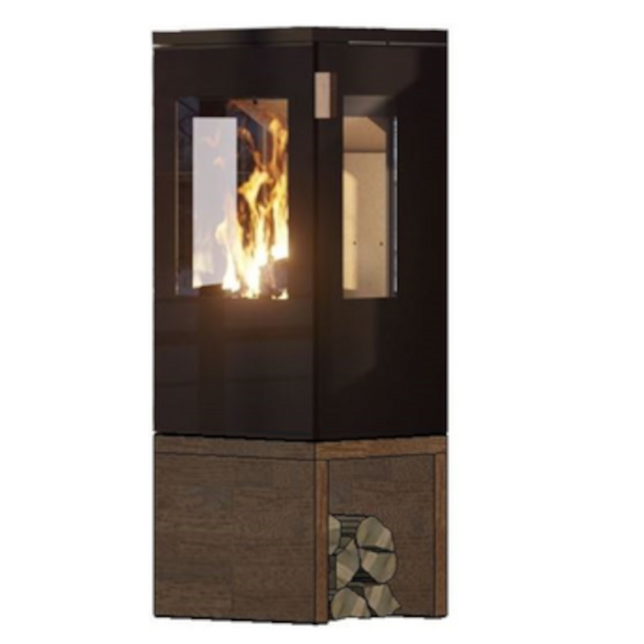 galileo-cera-kaminofen-sockel-seite-web2 Galileo Panorama Glas Kaminofen mit Holzfach Seitlich 5kW