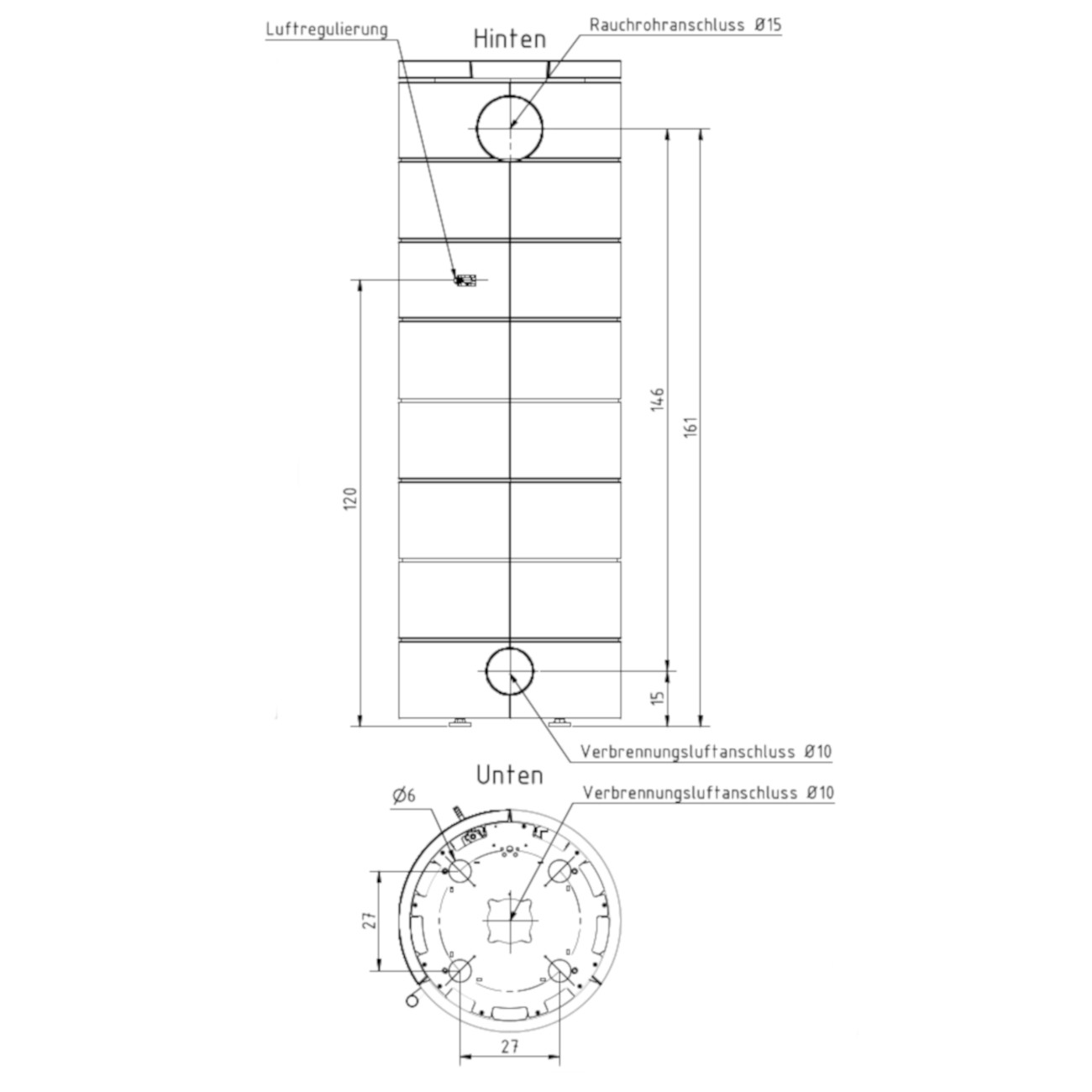 Titan Roh Beton Speicherkaminofen 7KW