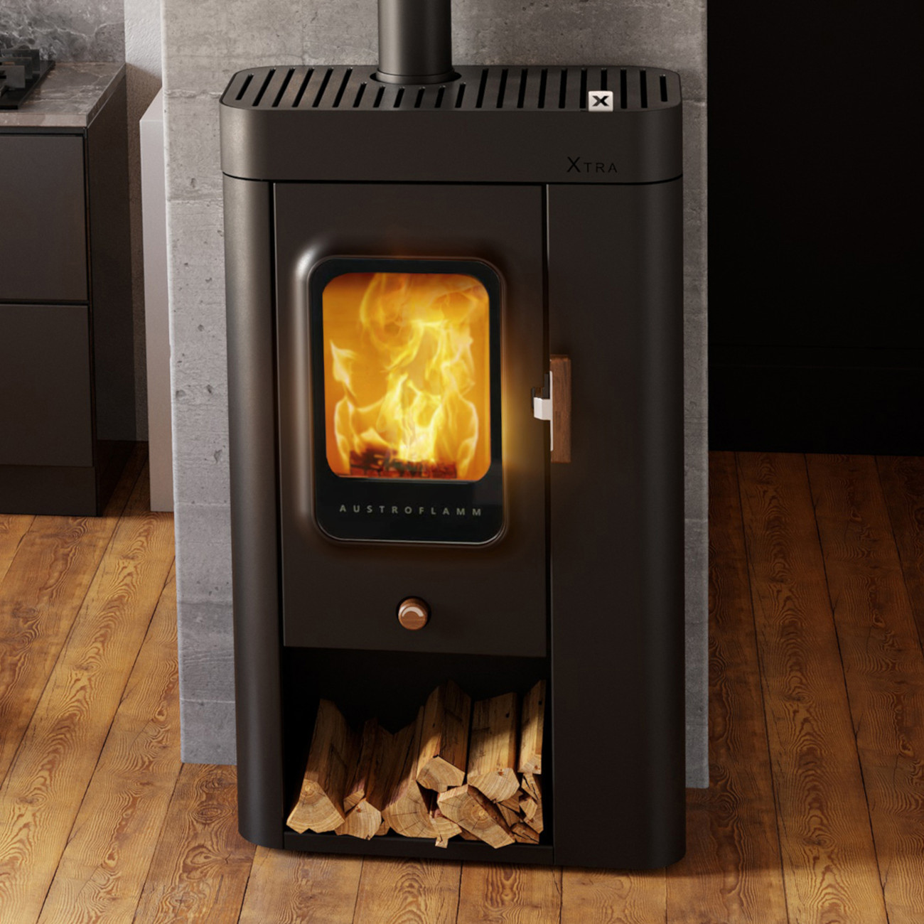 Sina Xtra Kaminofen 6kW RLU Gussgrau