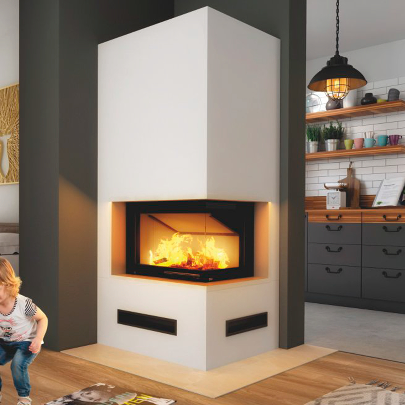 Imperial Medium Plus Kaminbausatz Smart 7kW Eckkamin Rechts