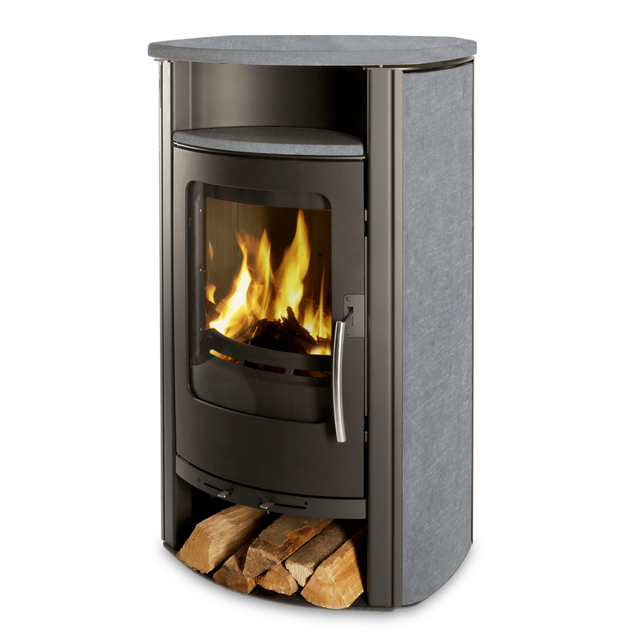 Koppe Caron 7 II Speckstein Kaminofen 7 kW Schwarz mit Teefach