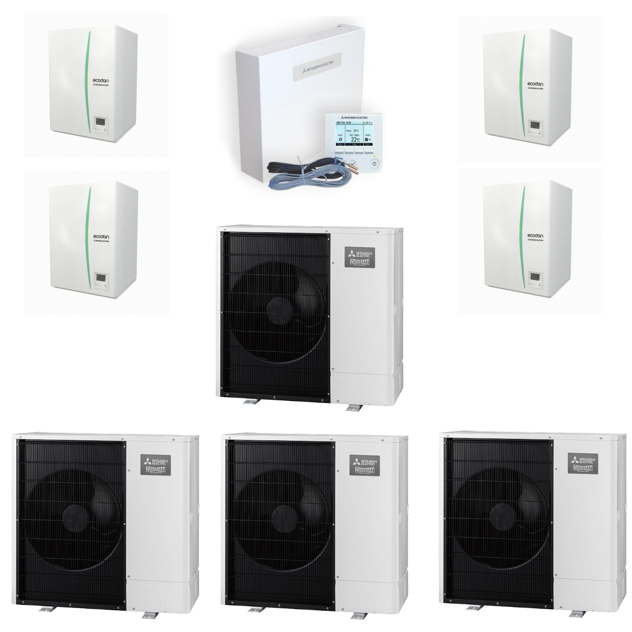 mitsubishi_kaskaden_set_4_neue_wp Zubadan Inverter mit Hydromodul Kaskade Set mit 56 kw - SZ 4.140 Heizen