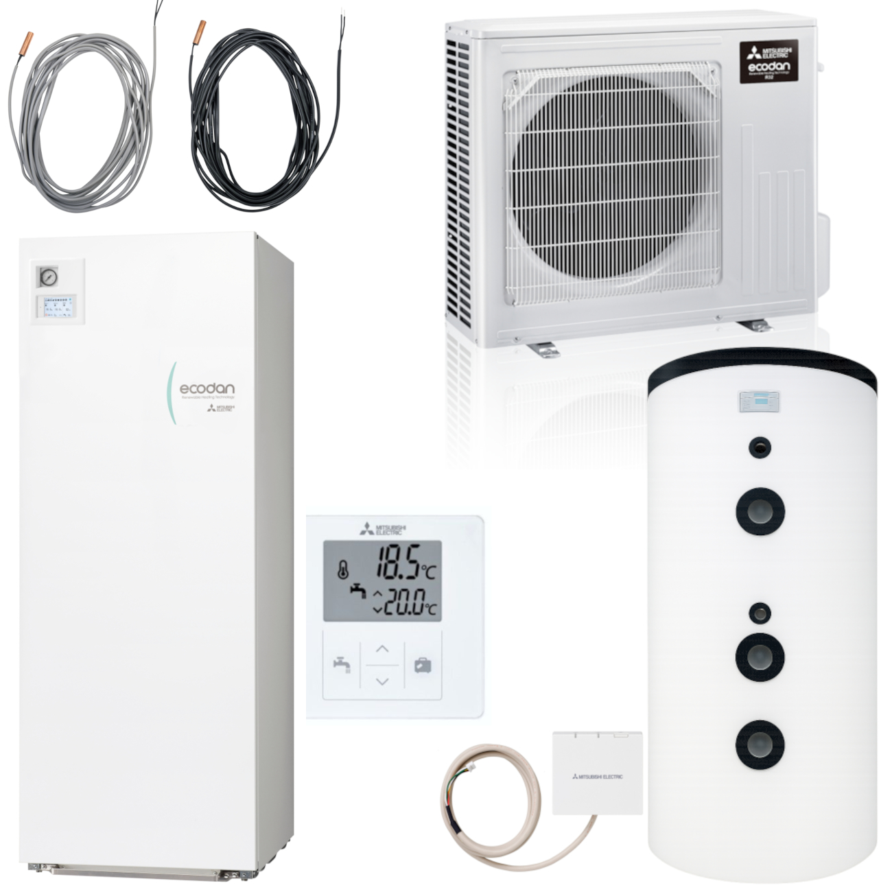 Mitsubishi Heizungs-Set 3kW Eco Inverter Wärmepumpe Speichermodul Heizen/Kühlen Komplettset 203 Ecodan