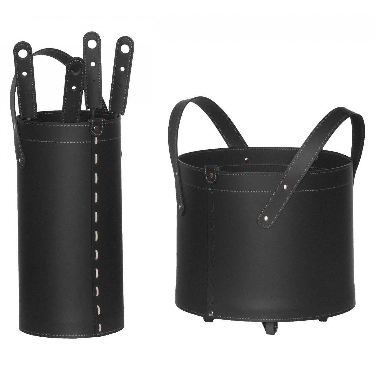 kaminbesctek-holzkorb-tocad-schwarz-web1 Tocad Designer Kaminbesteckset und Holzkorb Schwarz