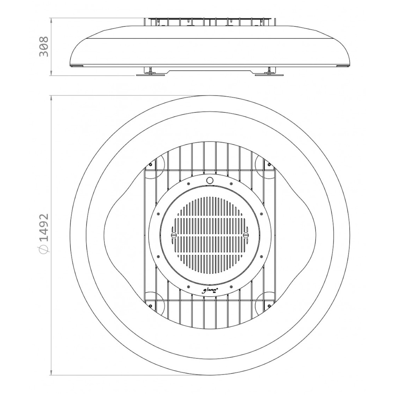 Mime Cortenstahl Designer Feuerschale Gartenkamin optionaler Grill