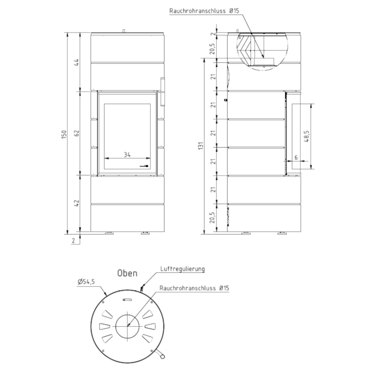 Titan Midi Mocca Kaminofen 6KW RLU