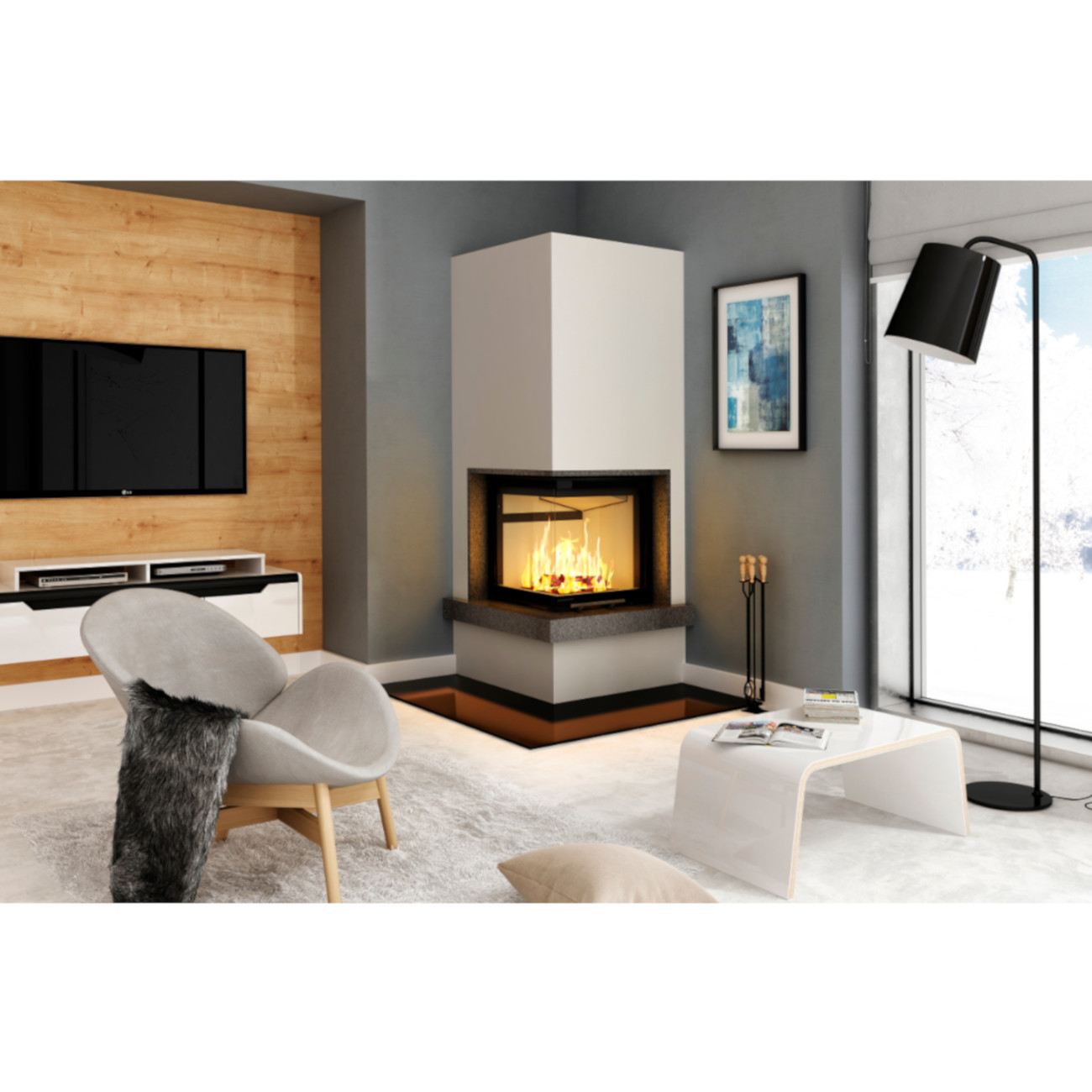 Kaminbausatz Imperial Smart 2LTH-S 7kW Eckkamin Links Hebetür