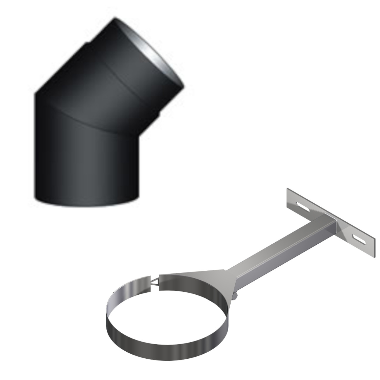 Firestar Rauchrohr Winkel 45° inkl. Wandhalter