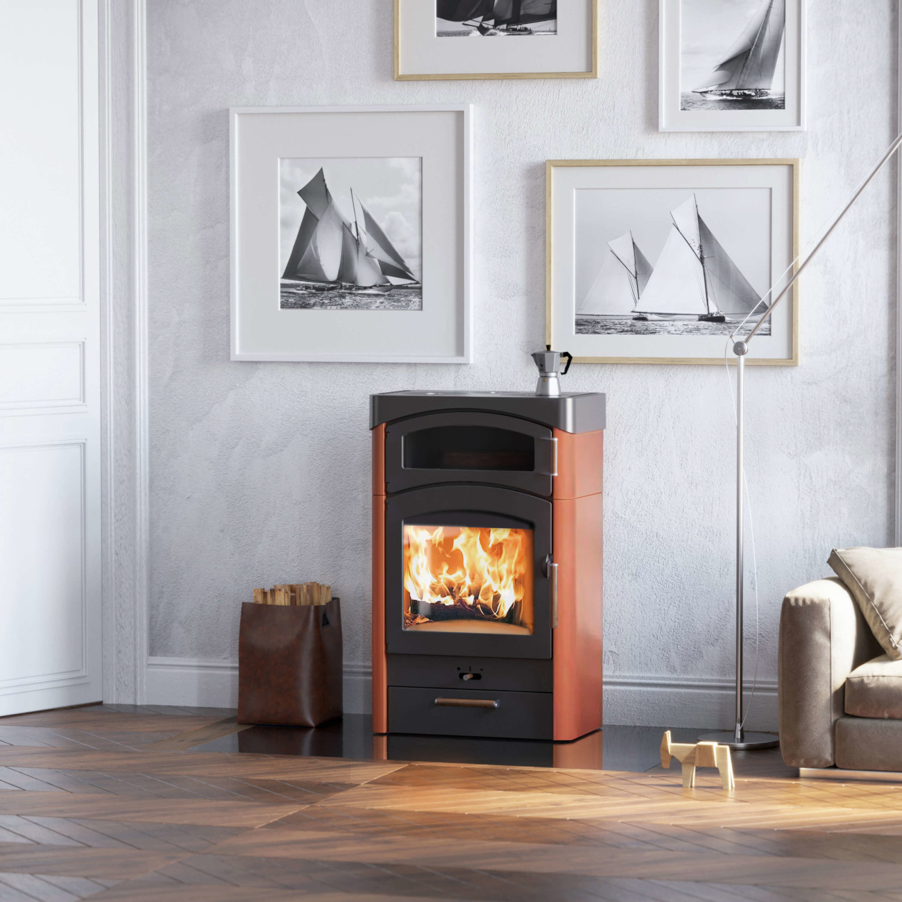 Pallas Back Keramik Kaminofen 9kW Gussgrau