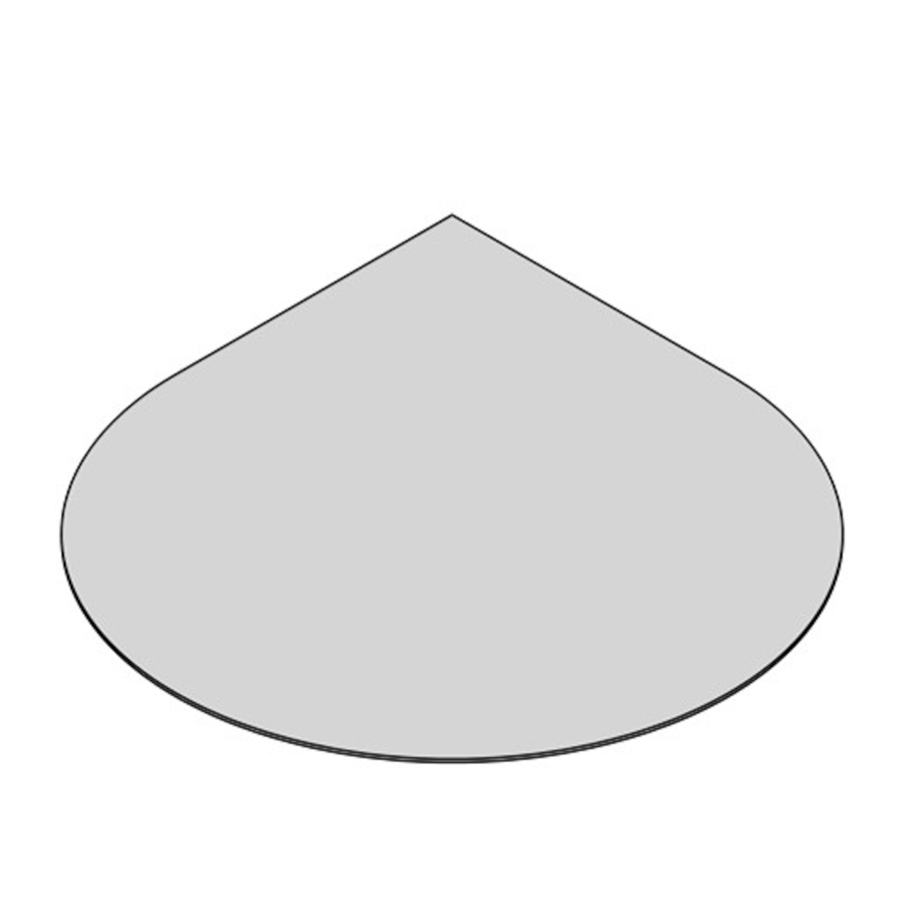 Glasbodenplatte Tropfenform mit 1100x1100 mm