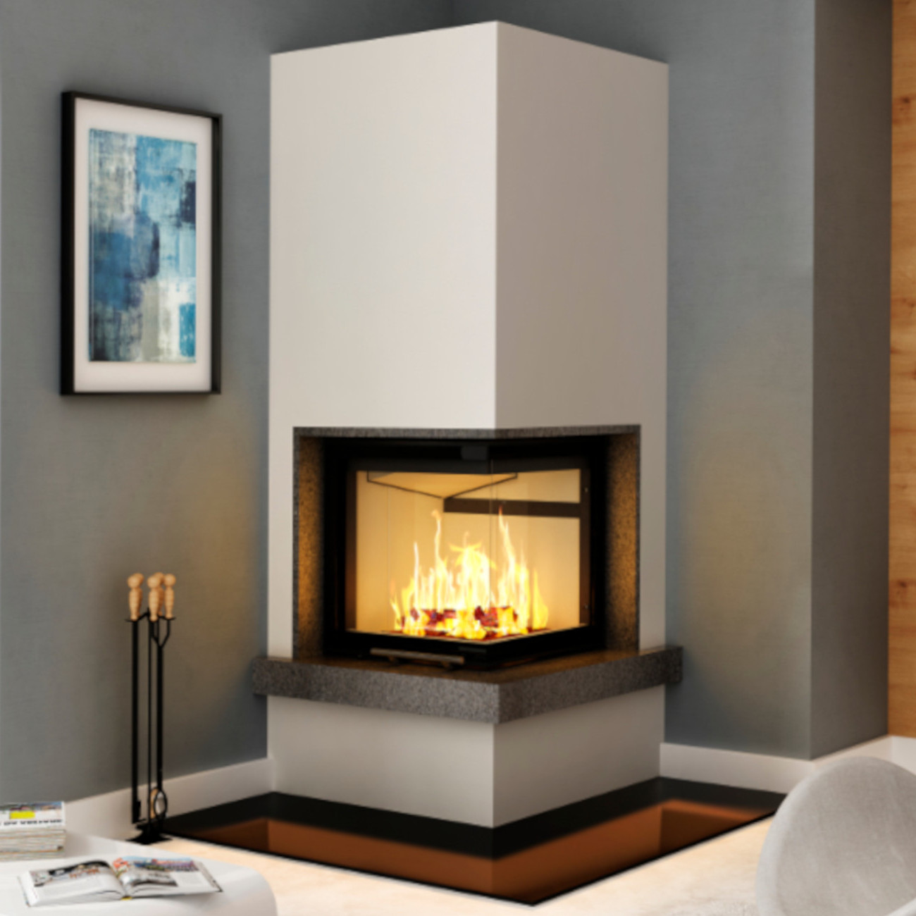 Kaminbausatz Imperial Smart 2PTH-S 7kW Eckkamin Rechts Hebetür