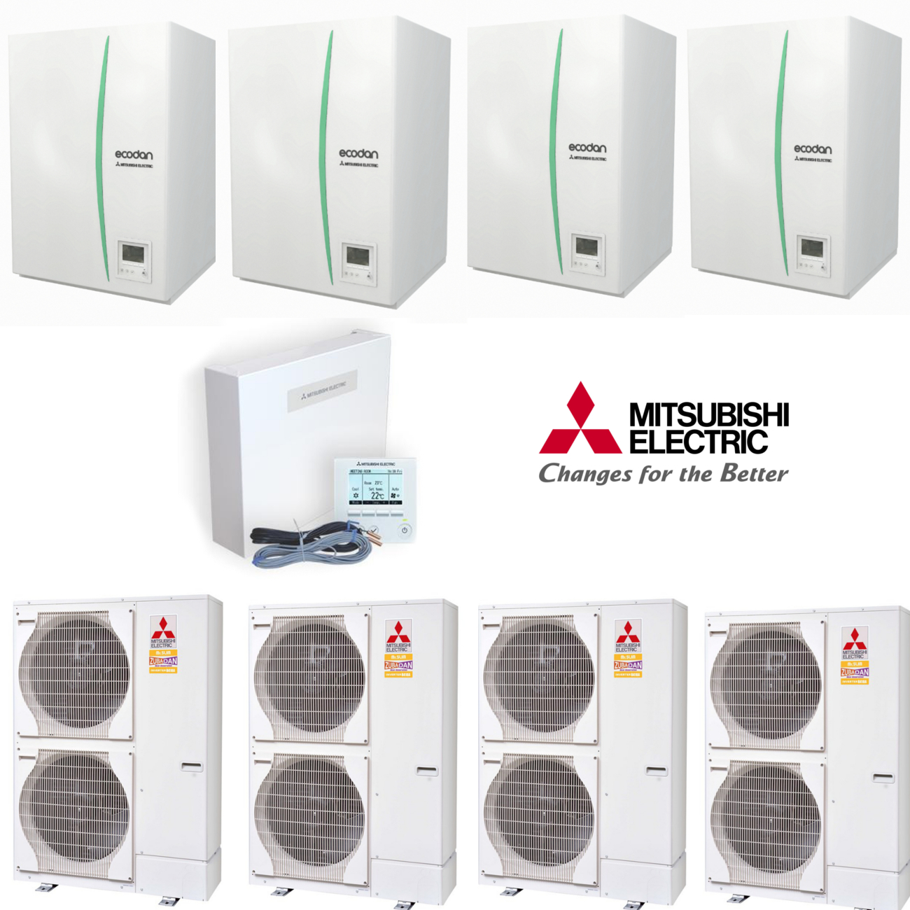 kaskaden-set-4 Zubadan Inverter mit Hydromodul Kaskade Set mit 92 kw - Z 4.23 Heizen