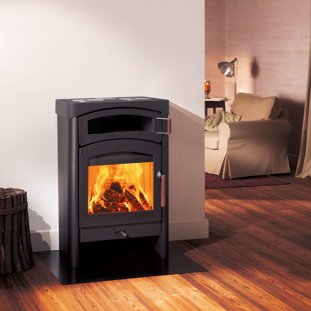 Pallas Back Kaminofen 9kW Gussgrau