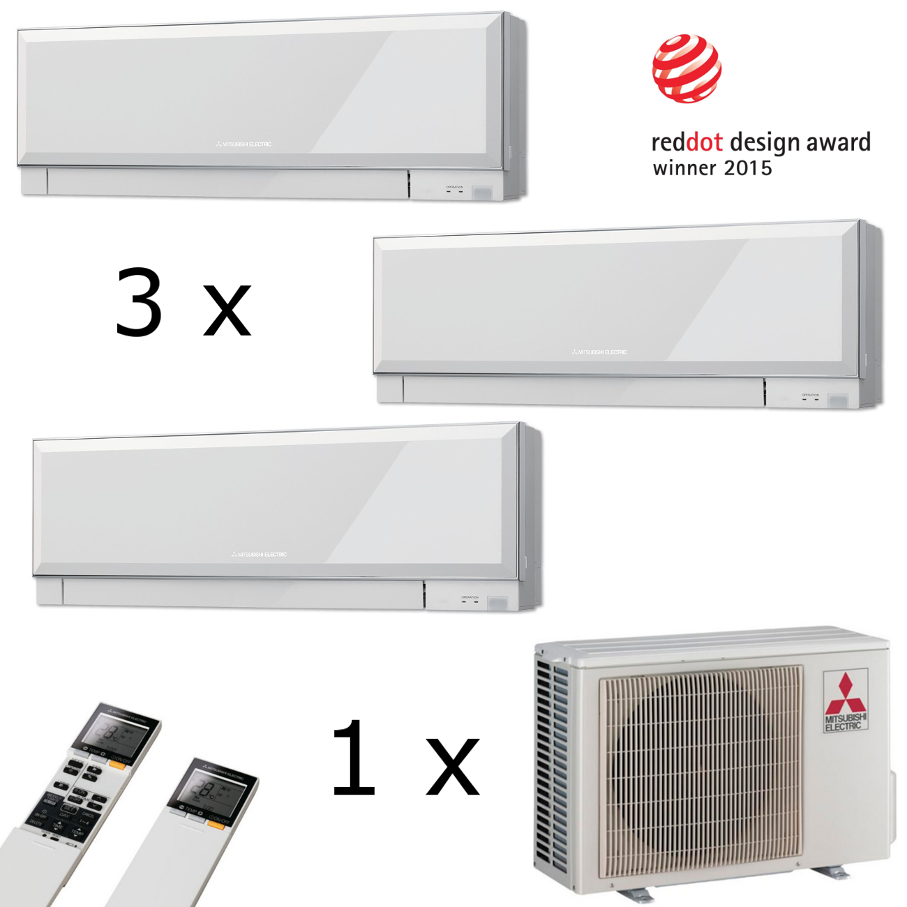 msz-ef25-42-3-weiss_anzahl MultiSplit Klimaanlage Premium 2+2+1 kW Kühlen