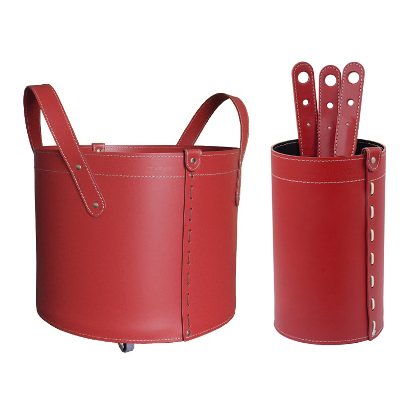lycad-holzkorb-kaminbesteck-set-rot-web1 Lycad Designer Kaminbesteckset und Holzkorb Rot