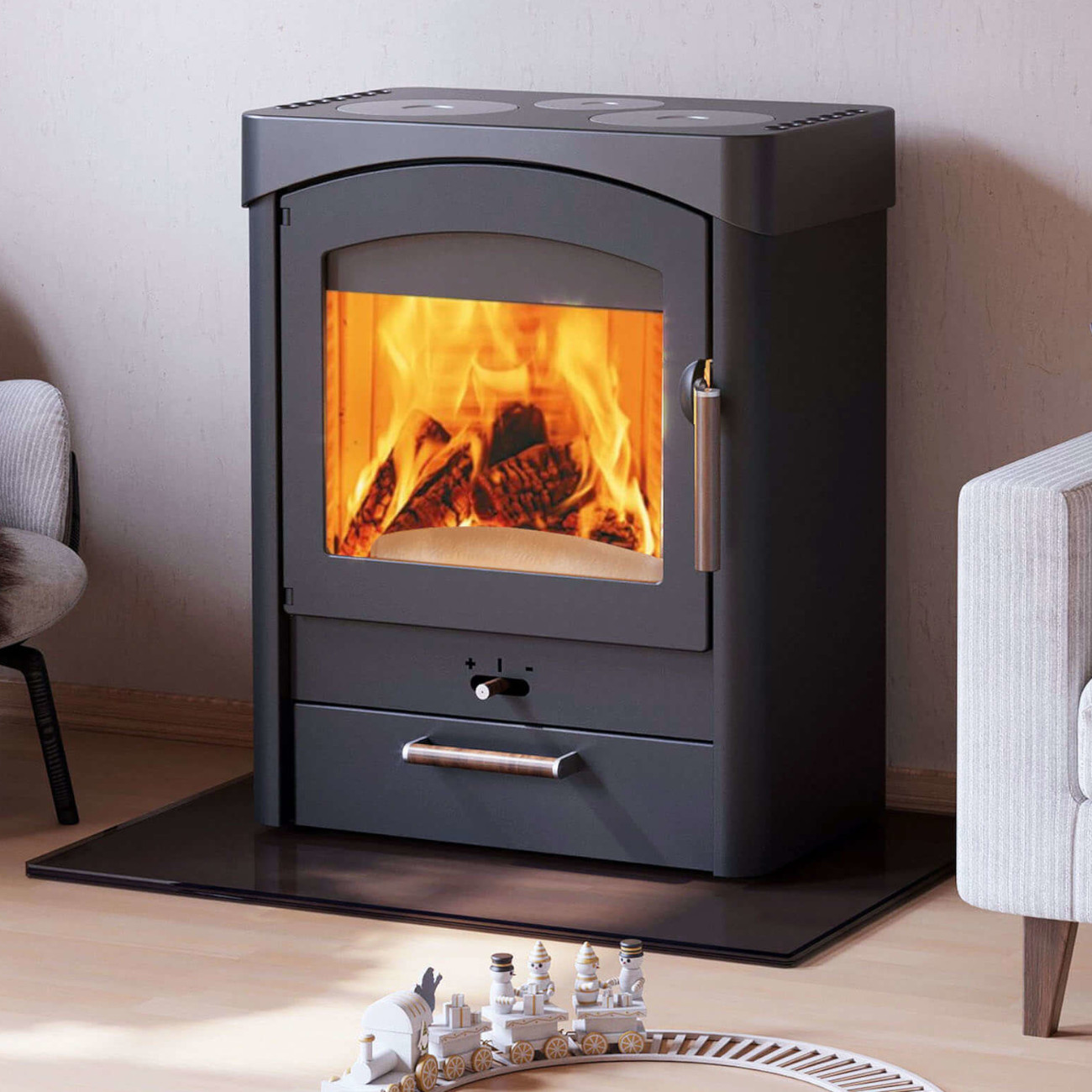 Pallas Koch-Kaminofen 8,5kW Gussgrau