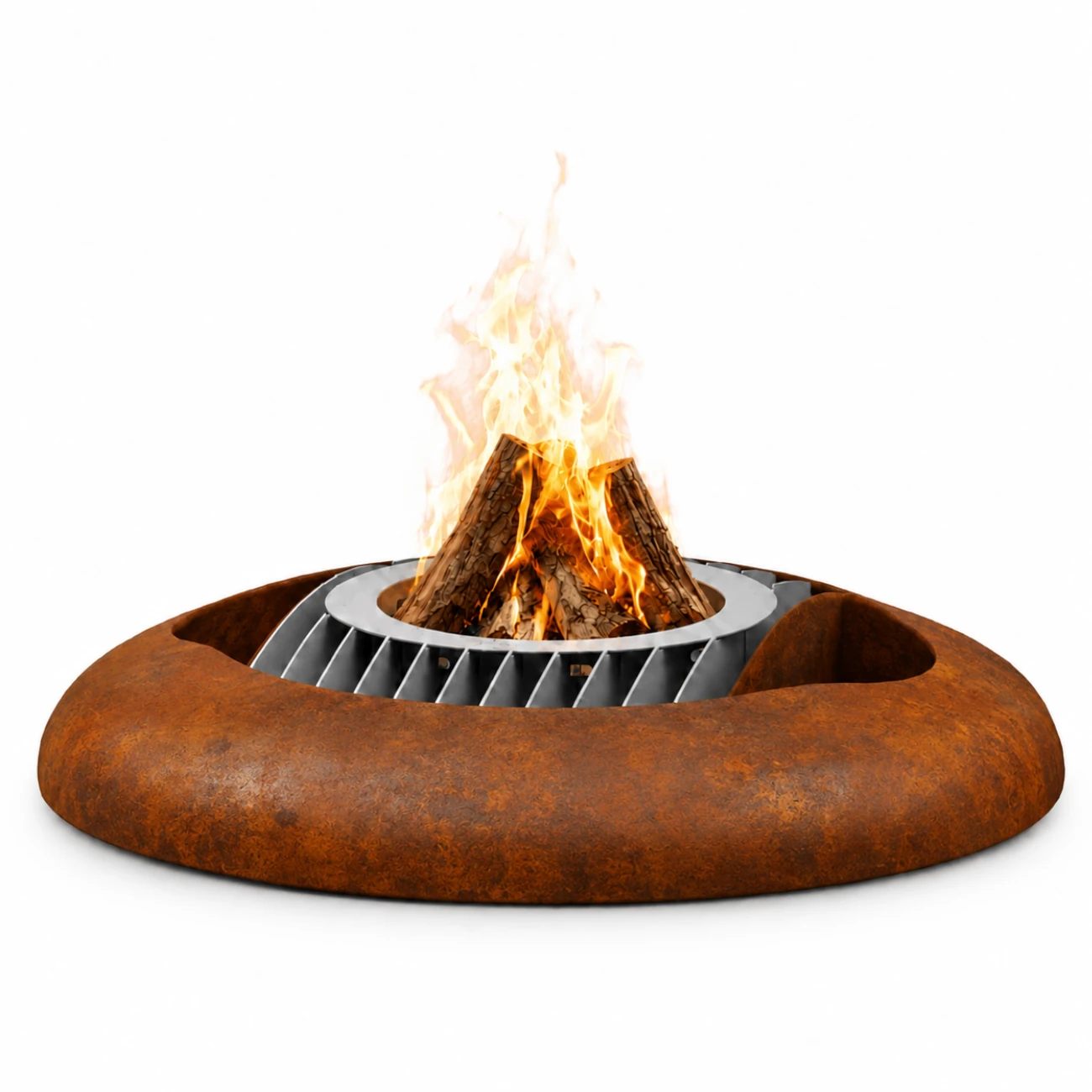 Mime Cortenstahl Designer Feuerschale Gartenkamin optionaler Grill